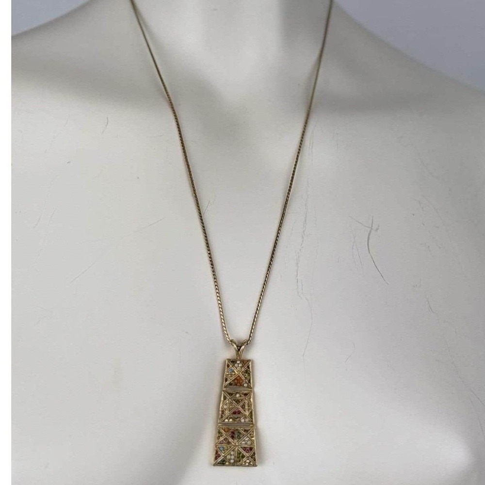 Vintage D'Orlan Buried Treasure Necklace Gold Plated  24 in Swarovski Crystal